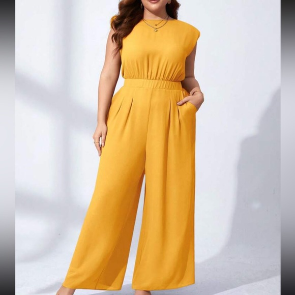 Plus size navy blue wide leg jumpsuit - Picture 4 of 13